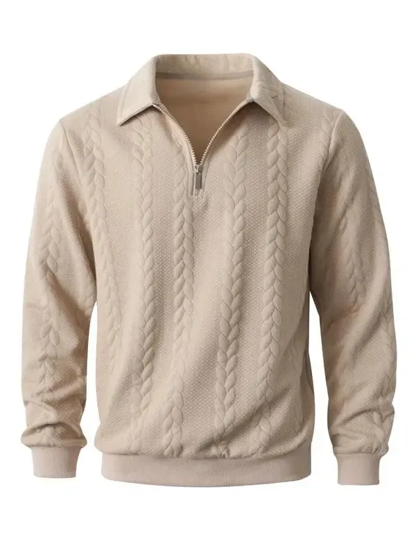 🔥Last Day Promotion!🔥Clearance Sale - Up to 90% Off-Men's Fall Winter Outfits Knitted Polo Neck Long Sleeve Sweatshirt for Daliy Wear