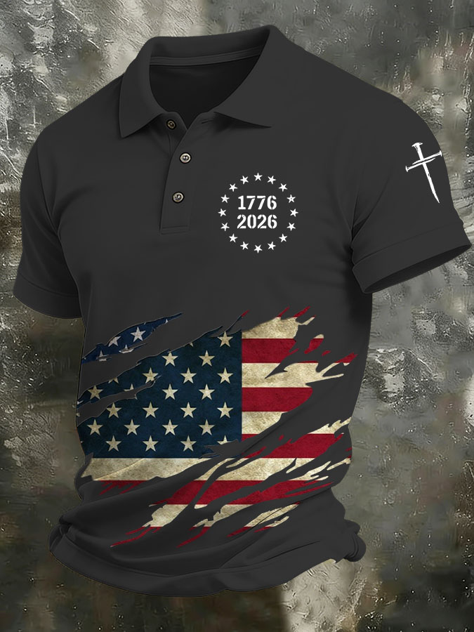 Men's 250th Anniversary Printed Casual Polo Shirt