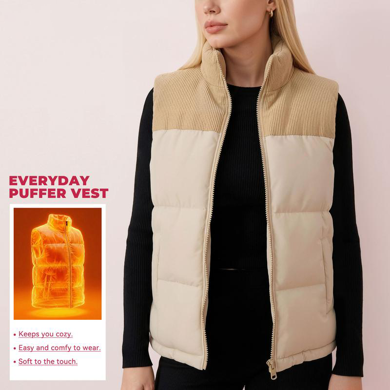 Women's Zip Up Puffer Vest with Pockets