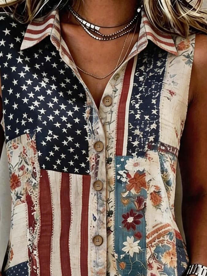 Women'S Casual Independence Day Printed Top