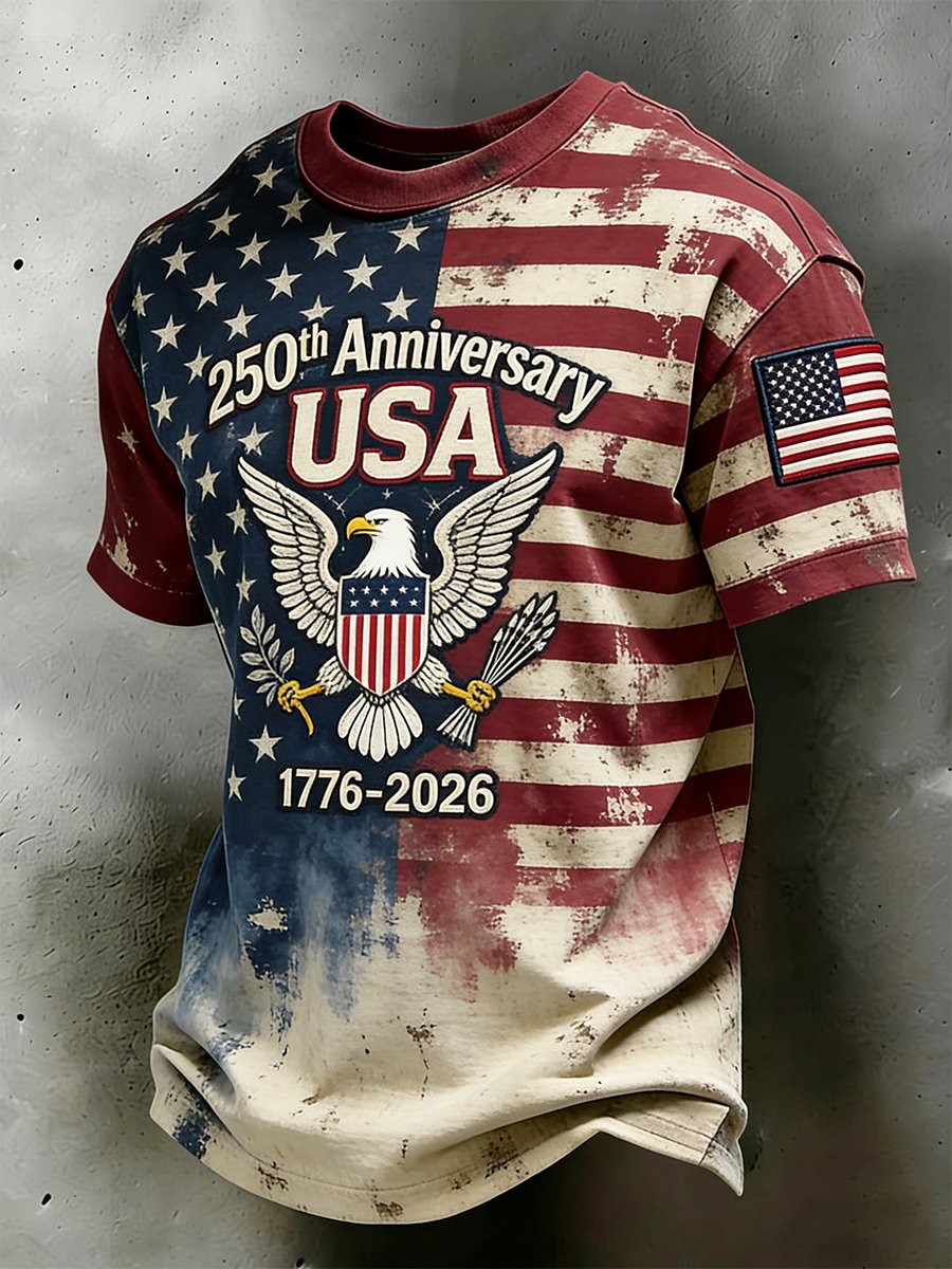 Men's American Anniversary Waffle-Knit Short-Sleeve T-Shirt