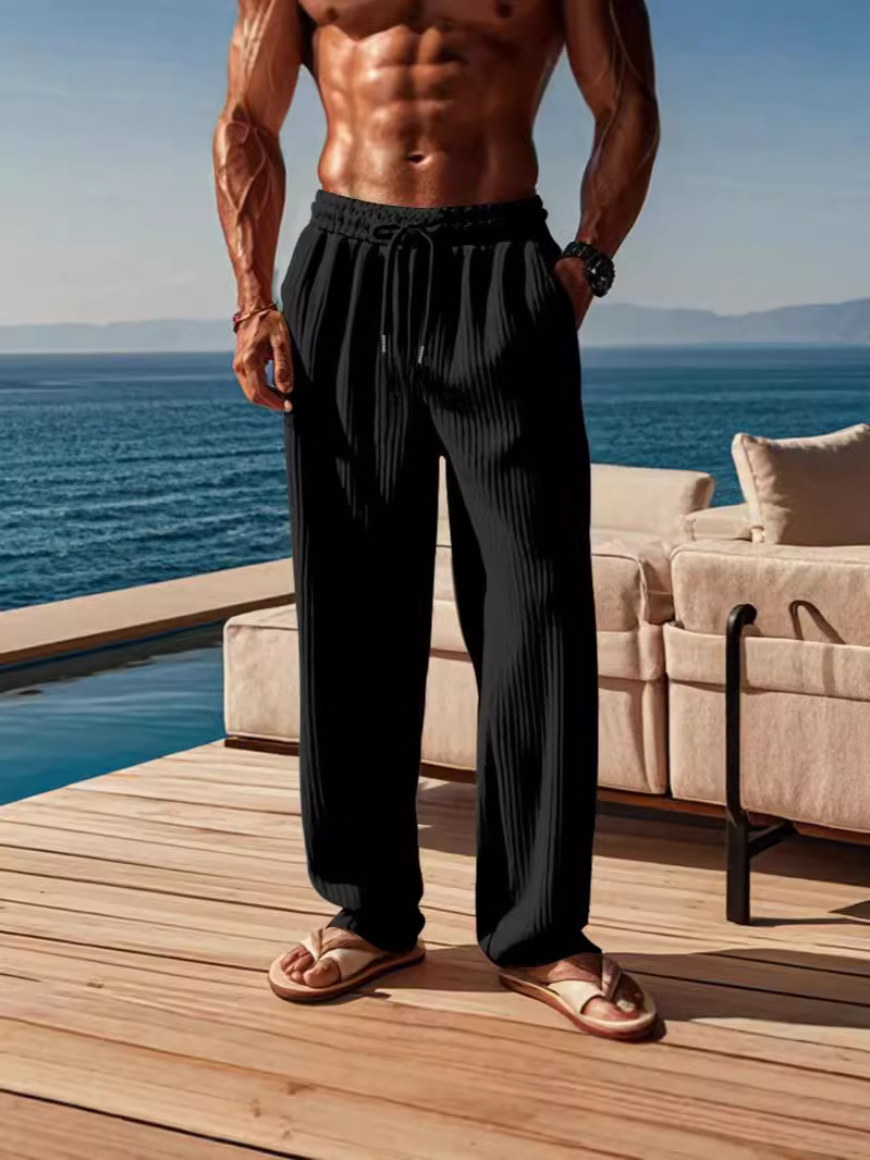 Men's vertical striped casual sports fashion trousers