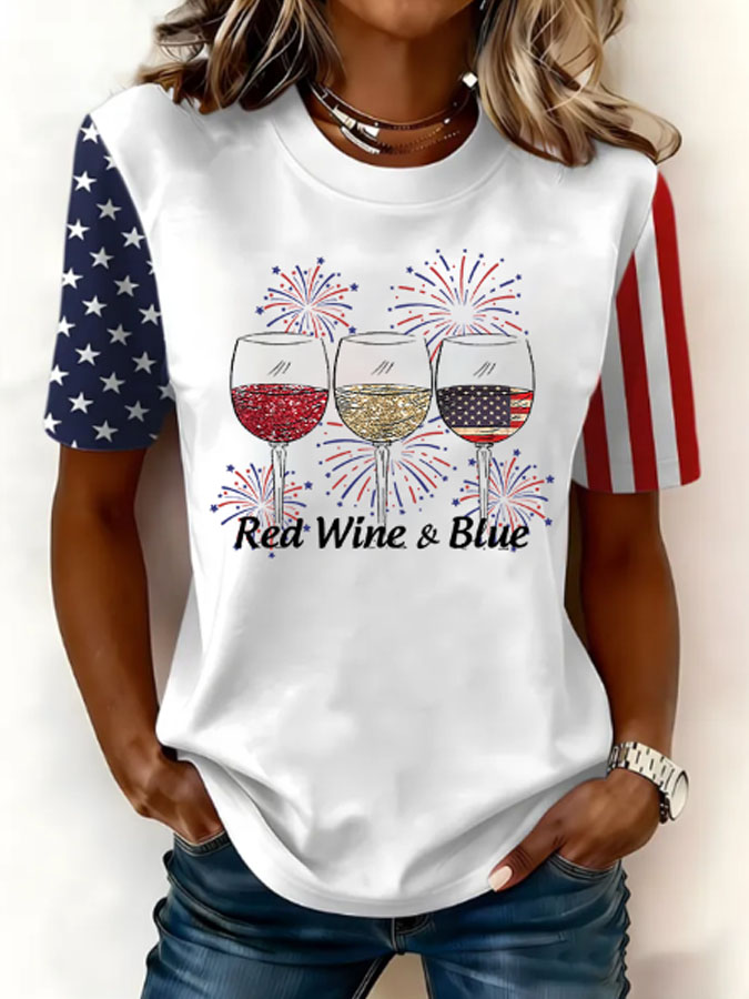 Women'S American Flag Printed Casual T-Shirt