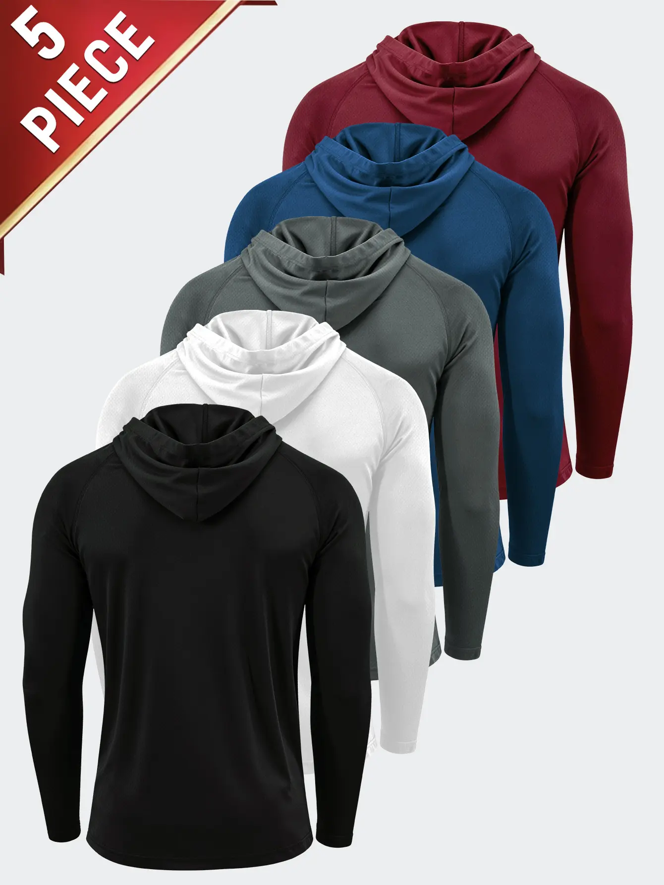 5 Pieces Men's Hooded Sweatshirt Long Sleeve