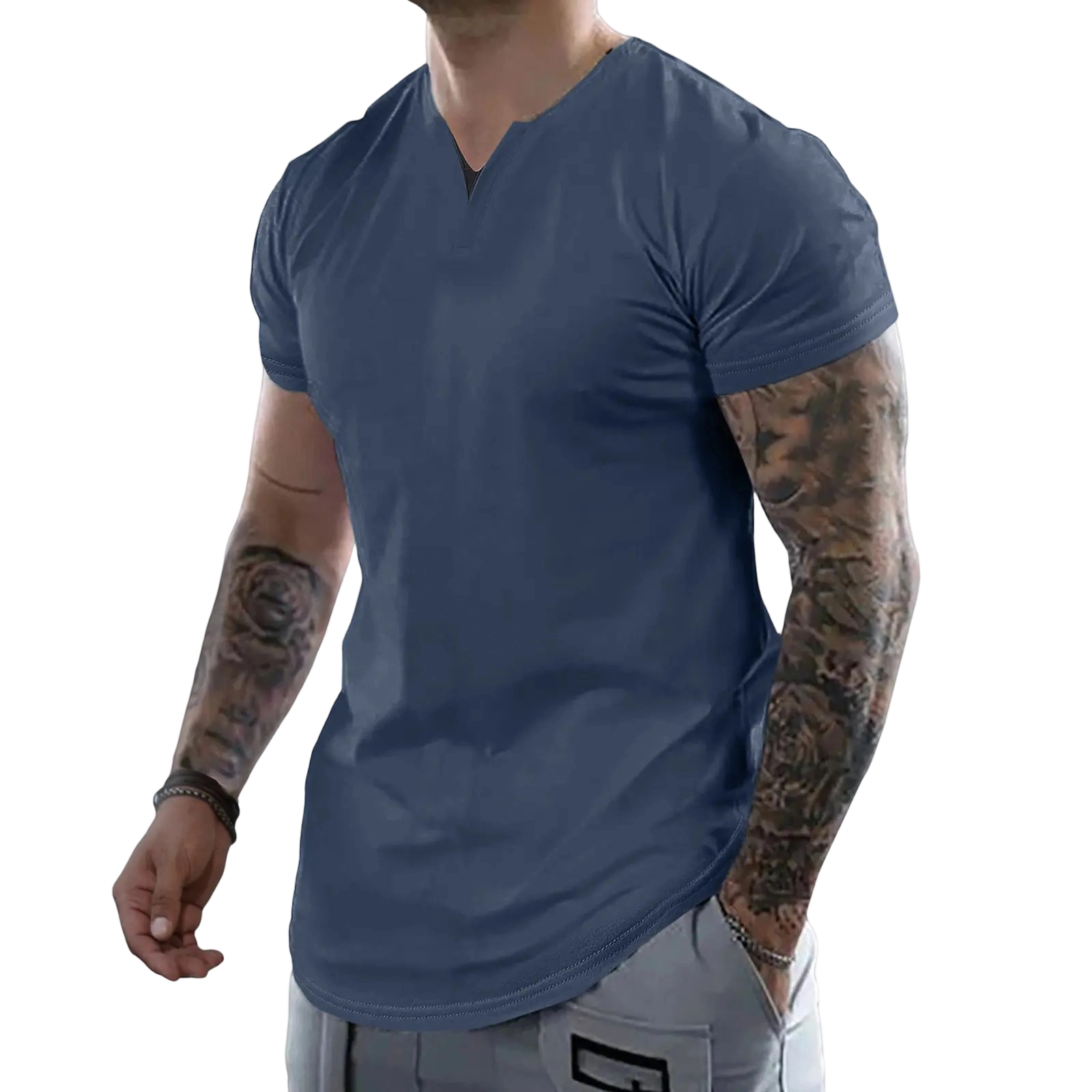 Men's Muscle Slim Fitted V-Neck T-Shirt Short Sleeve Soft Athletic Tee for Gym & Daily Wear