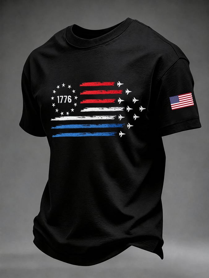 Men's 250th Anniversary Patriot Aircraft Print Short-Sleeve T-Shirt
