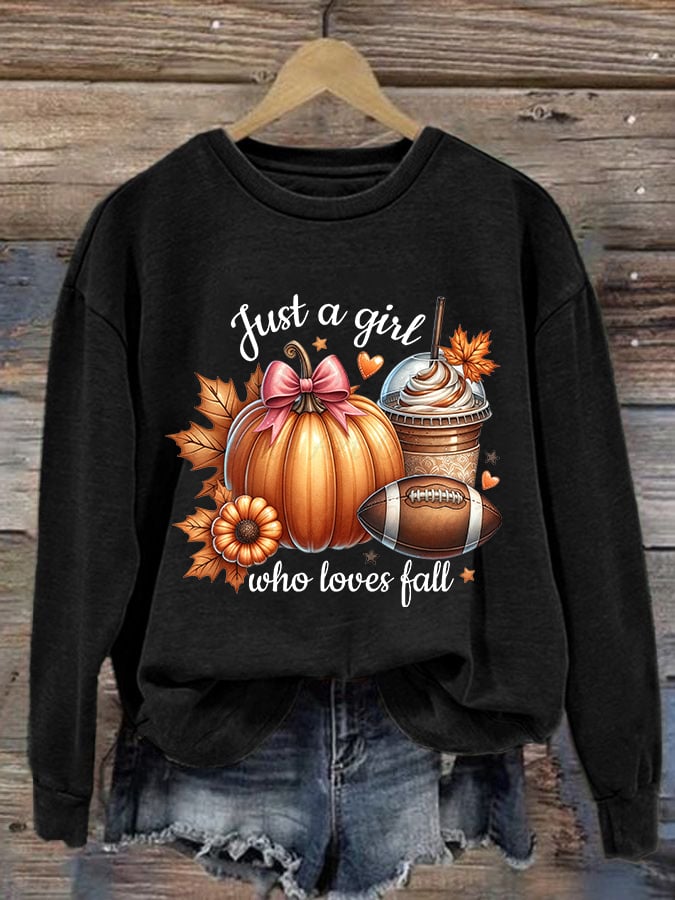 Women's Just A Girl Who Loves Fall Print Sweatshirt