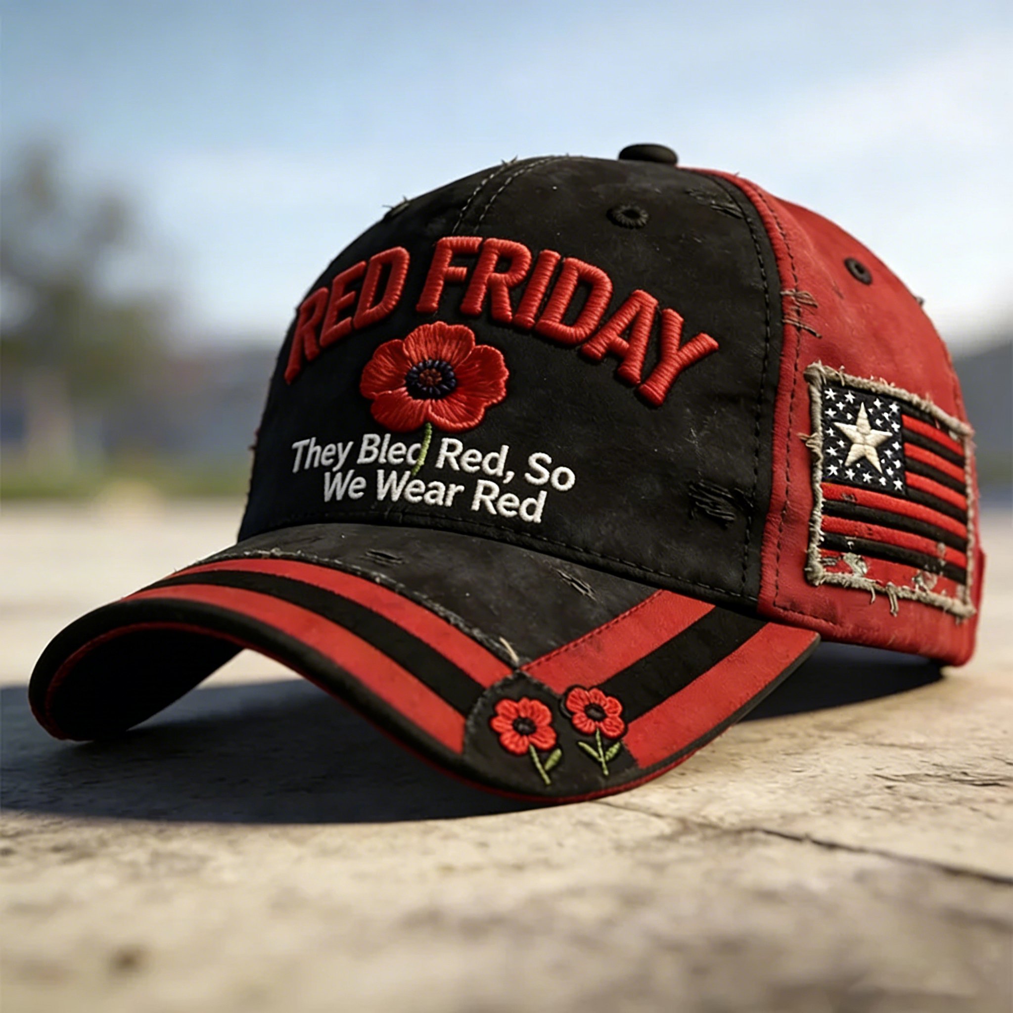 Unisex casual red Friday print hat