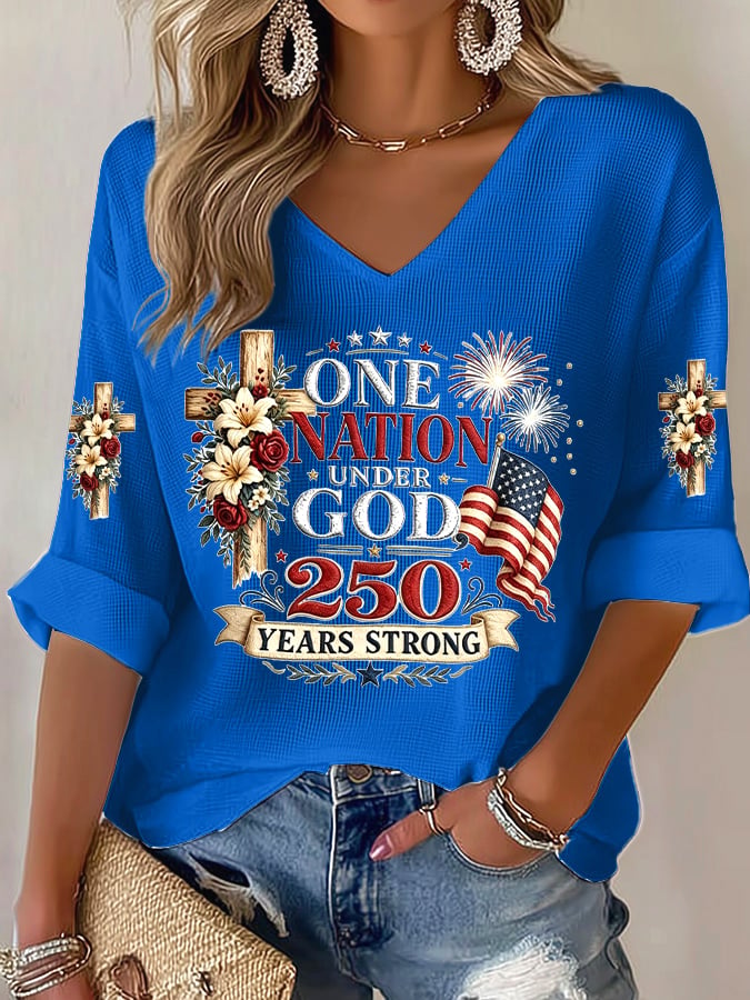 Women's One Nation Under God 250 Years Strong Print T-Shirt
