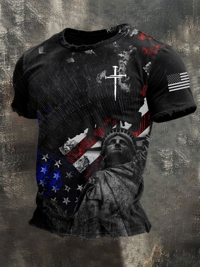 Men's American Flag Printed Casual T-shirt
