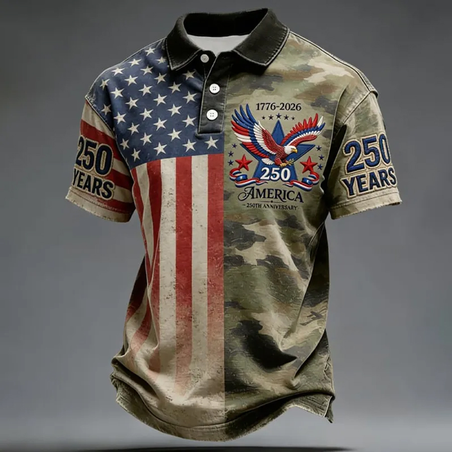 Men's 250th Anniversary Printed Casual Polo Shirt