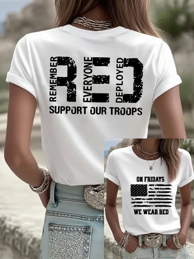 Women's Red Friday Print T-shirt