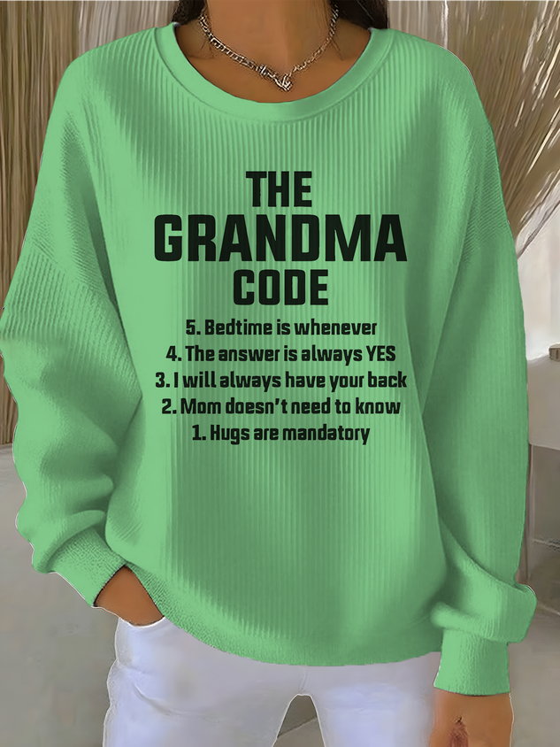 Cotton-Blend Crew Neck Letter Pattern Vintage Sweatshirt