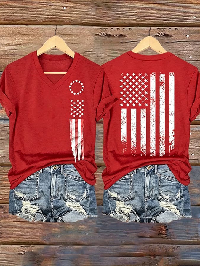 Women's Vintage USA 250th Anniversary One Nation Under God Print Casual T-shirt
