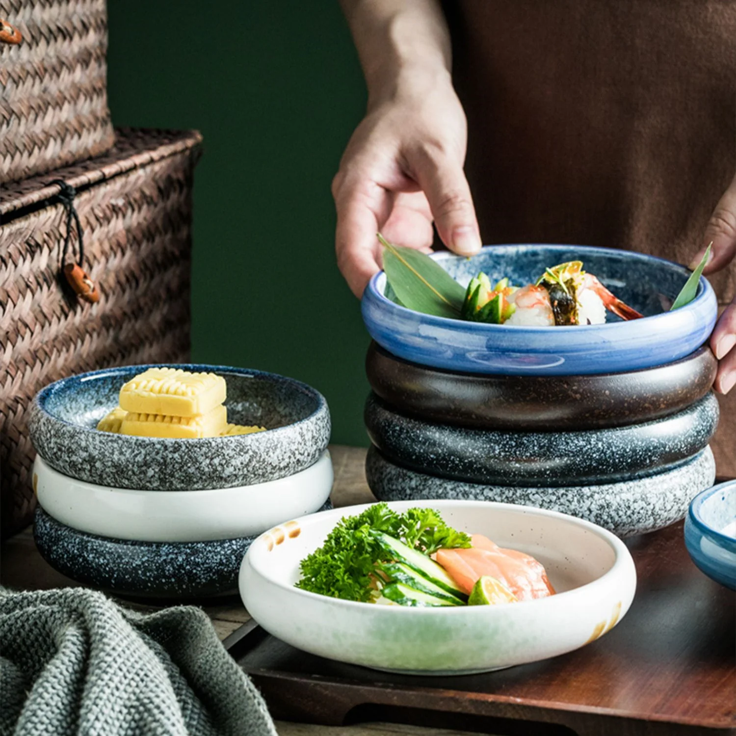 Shallow Ceramic Disc Bowls