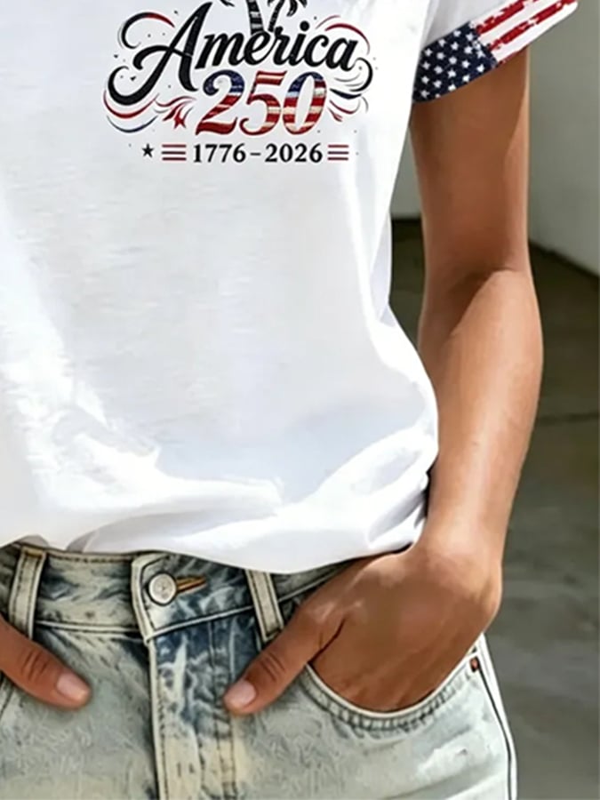 Women'S Independence Day Print Short-Sleeve Top