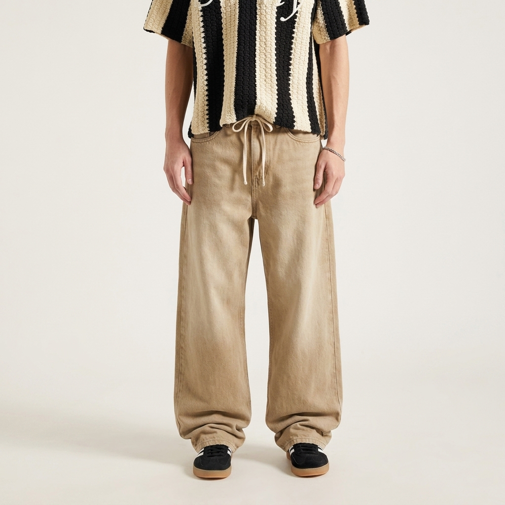 Loose Fit Drawstring Baggy Jeans