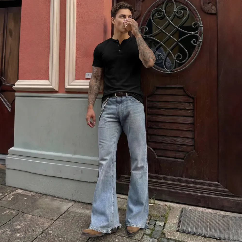 🔥2026 Flash Sale🔥Men's Muscle Slim Fit Button Henley Shirt