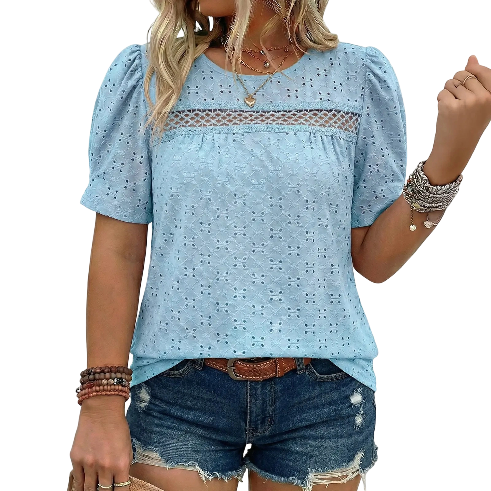 Plus-Size Puff Sleeve Blouse