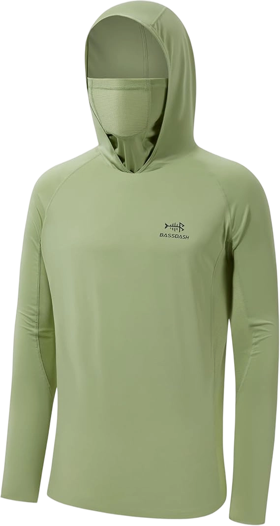 ☀️☀️UPF 50+ Men’s Long Sleeve Fishing Shirt with Mask UV Neck Gaiter Hoodie