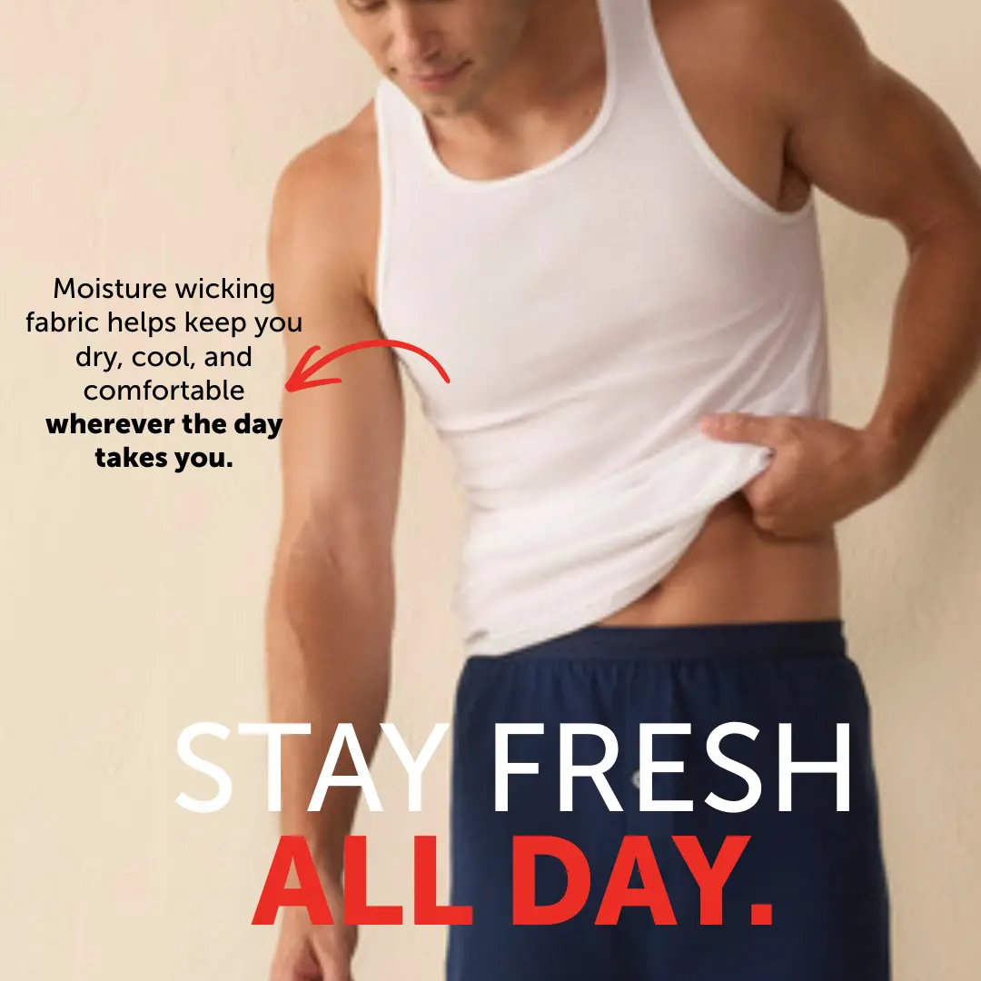 Men s Moisture Wicking Cotton Tank Undershirt Pack