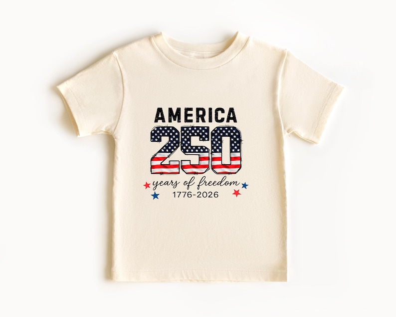 United States of America 250th Anniversary Kids Shirt - Patriotic Flag 4th of July Toddler Tee