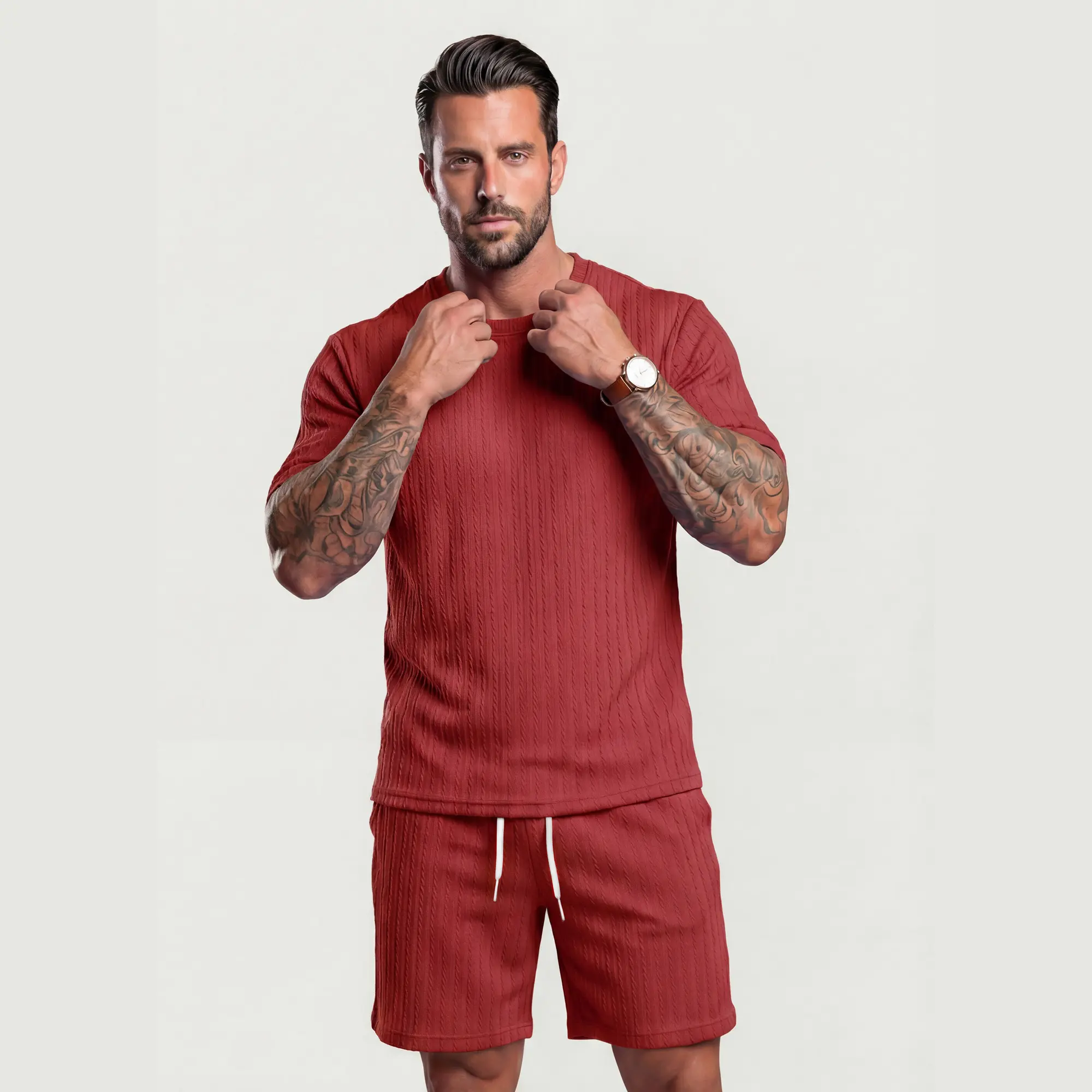 🌴 Men's Textured 2-Piece Summer Lounge Set