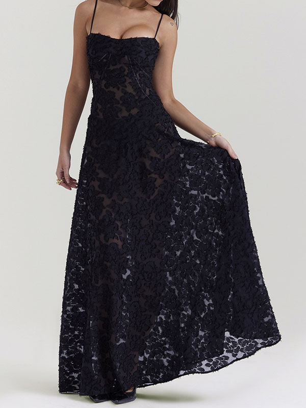 Flower Printed Sleeveless Spaghetti Neck Vacation Maxi Dresses