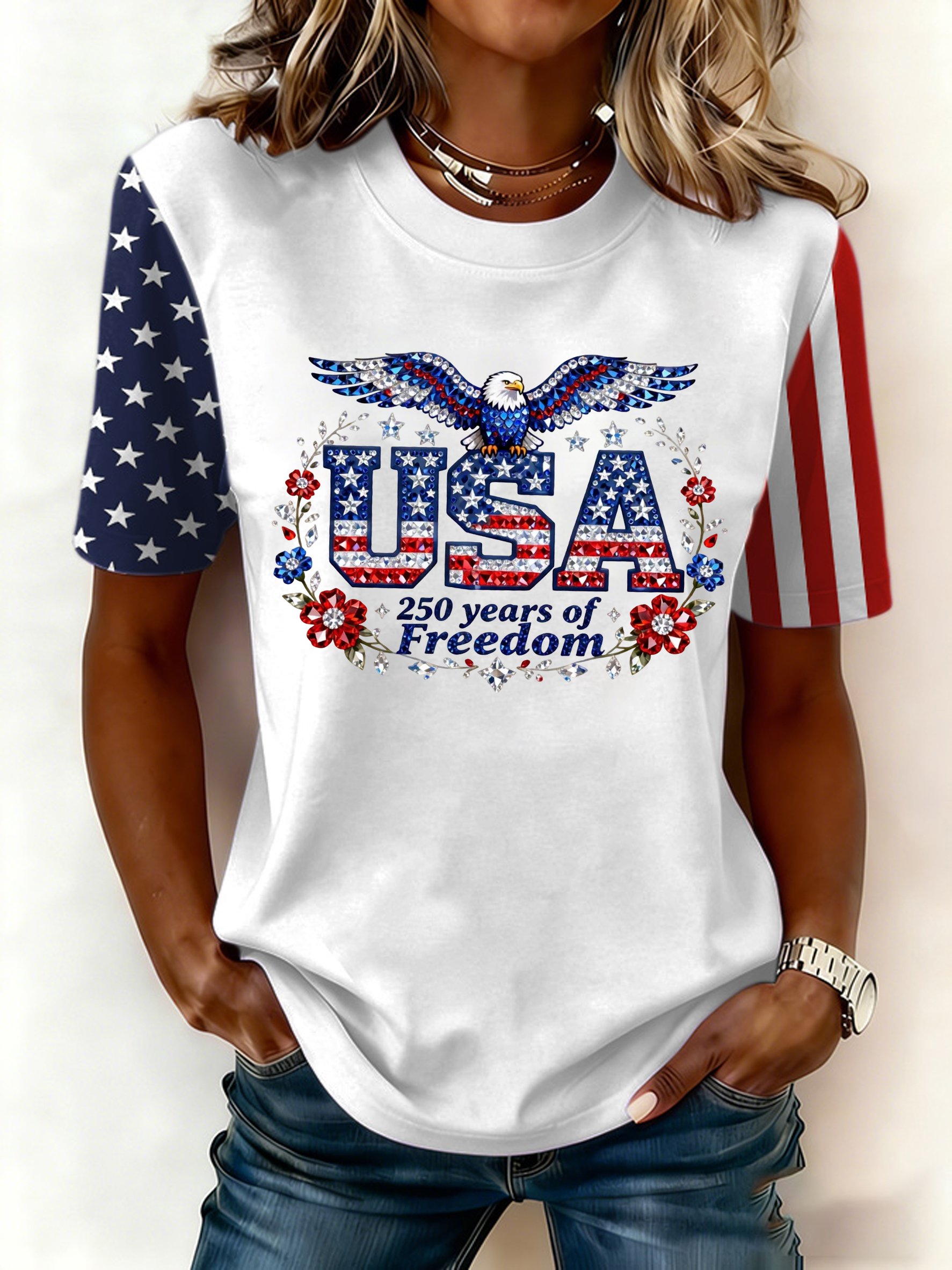 Women's USA 250th Print Casual T-shirt