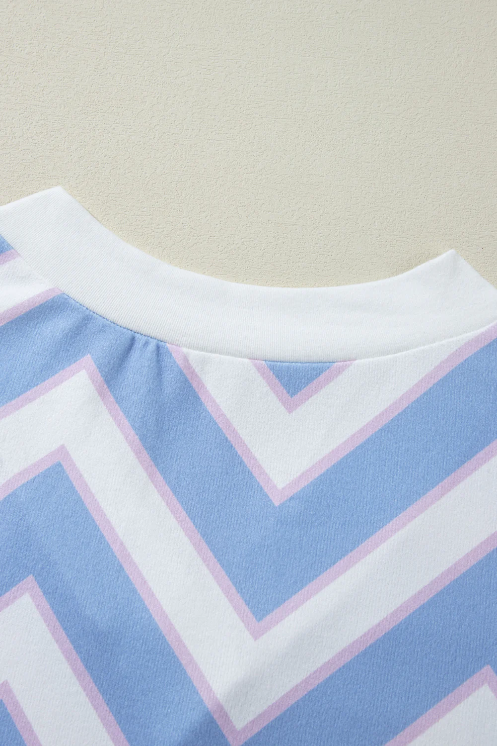 Sky Zigzag Striped Print V Neck Oversized Top