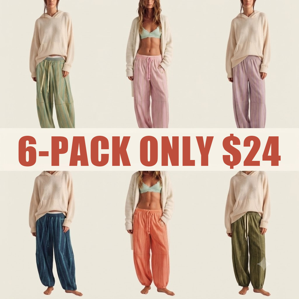 🔥LAST DAY SALE 90% OFF💕Striped Wide Leg Pants, pumpkin pants,Millennial Style Loose Fit Drawstring Waist
