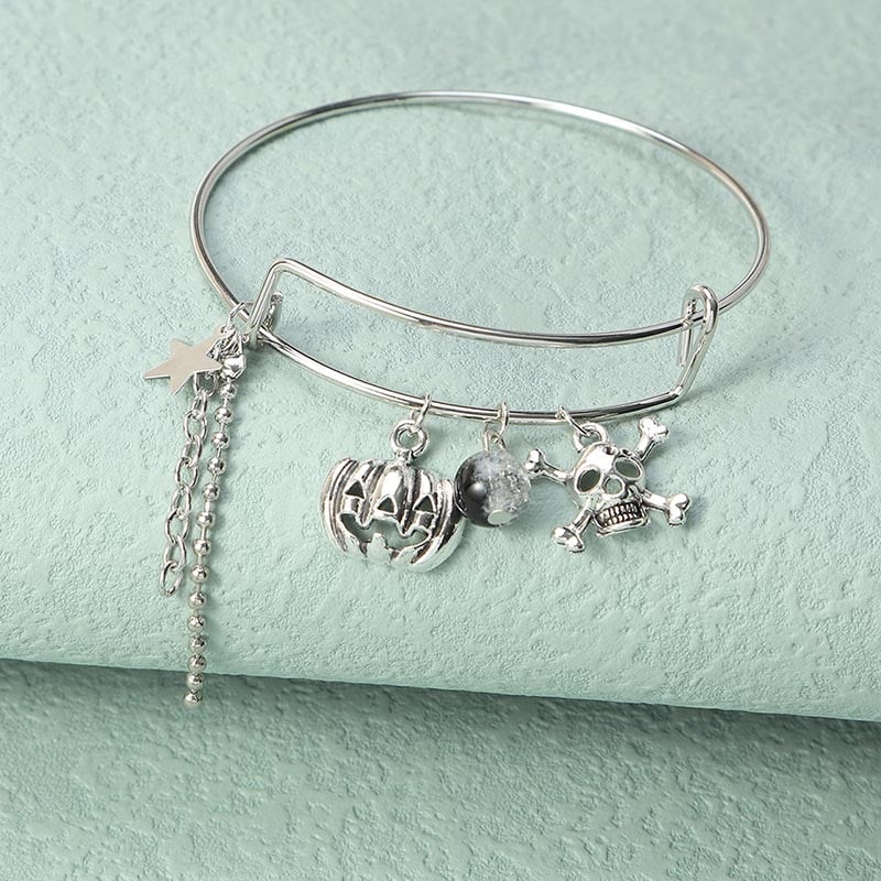 Fashionable And Creative Skull Pendant Retractable Adjustable Bracelet