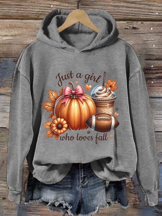 Women's Just A Girl Who Loves Fall Print Hoodie