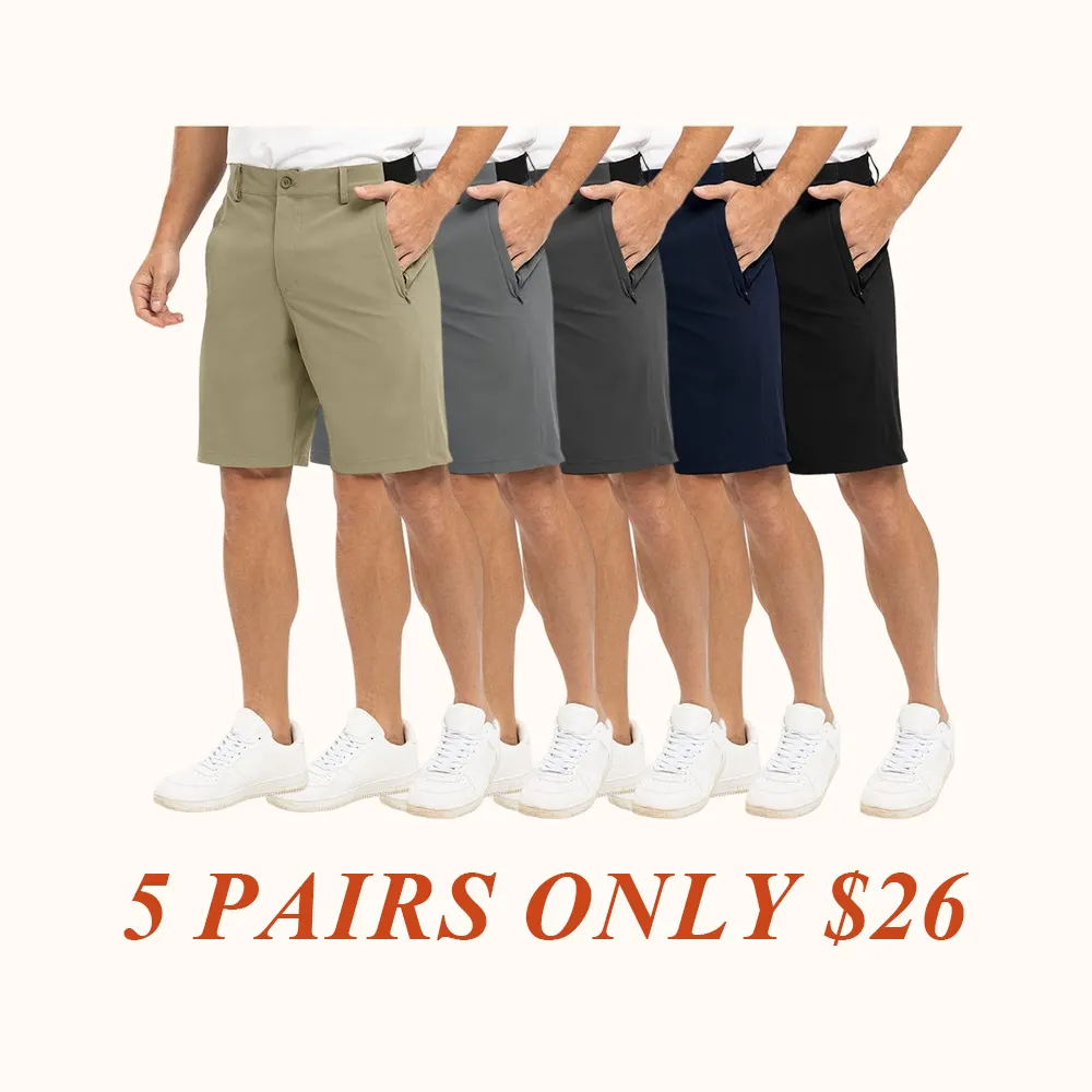 Men's Fashion 9'' Golf Work Shorts Stretch Waistband Quick-Dry Fit Hiking Casual Business Dress Athletic