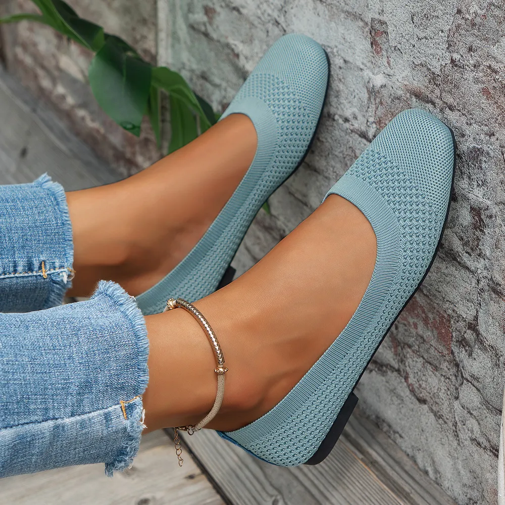 Square Toe Solid Color Mesh Slip-Ons (multiple color options)