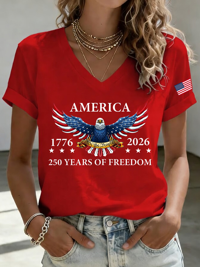 Women'S 250Th Anniversary Independence Day Printed T-Shirt