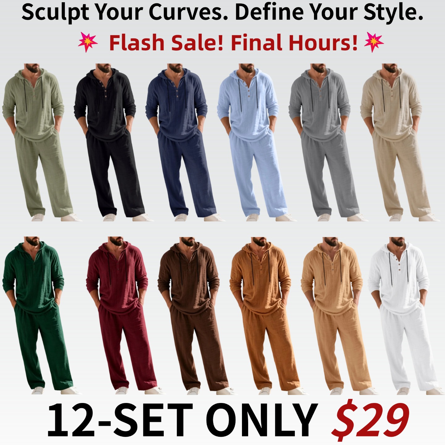 Men's Trendy Linen Hooded Two-Piece Set