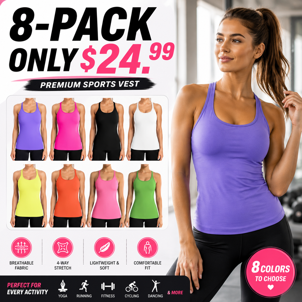 Final 3-Hour Sale🔥Women Workout Tank Tops with Built in Bra