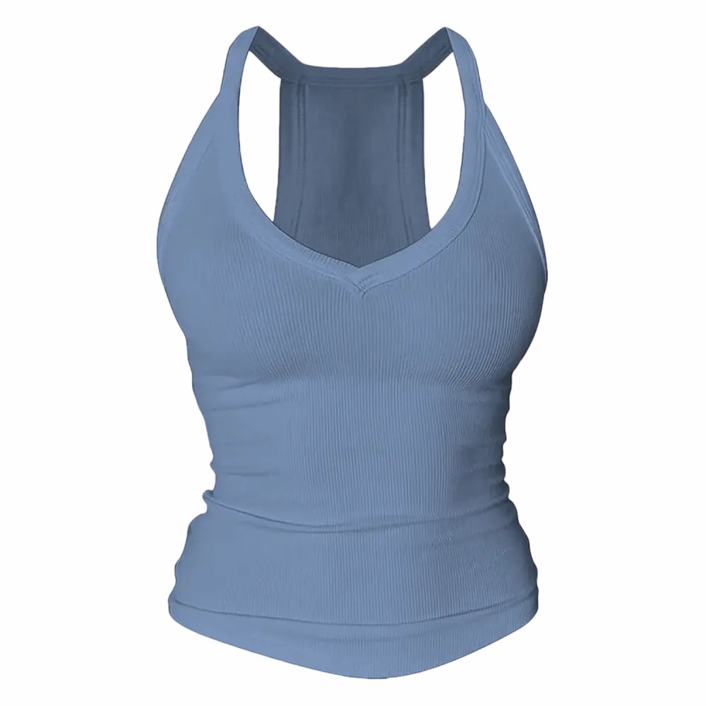 Built-in bust support, sleeveless backless slim-fit basic tank top