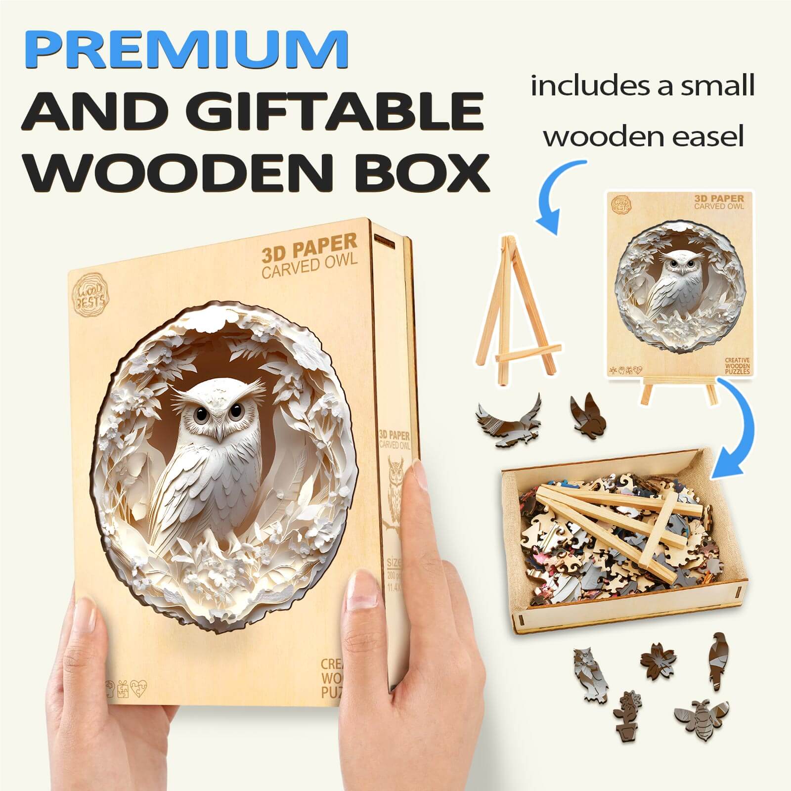 Paper Carved Owl Wooden Jigsaw Puzzle