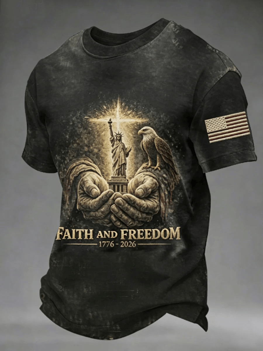 Men's  Independence Day We The People 1776-2026 Printed Casual T-Shirt