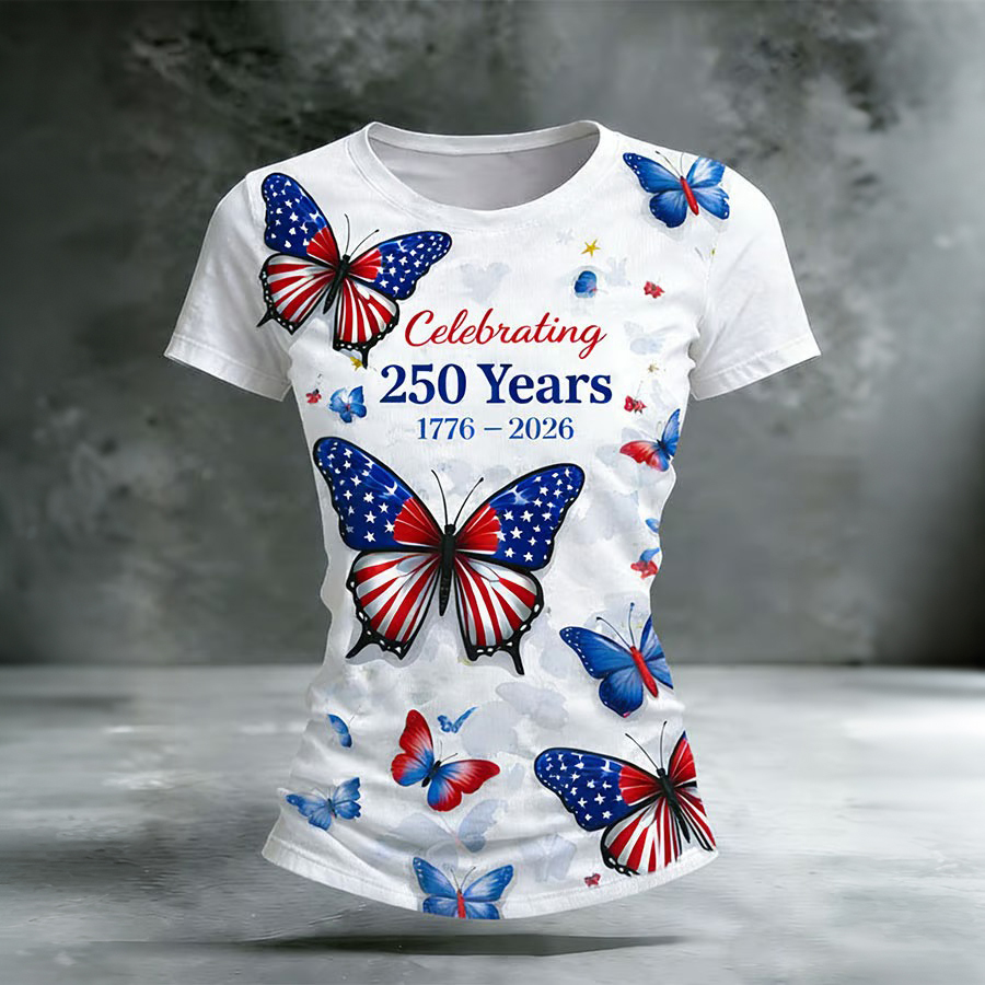 Women's American 250th Anniversary Commemorative Print Casual T-Shirt