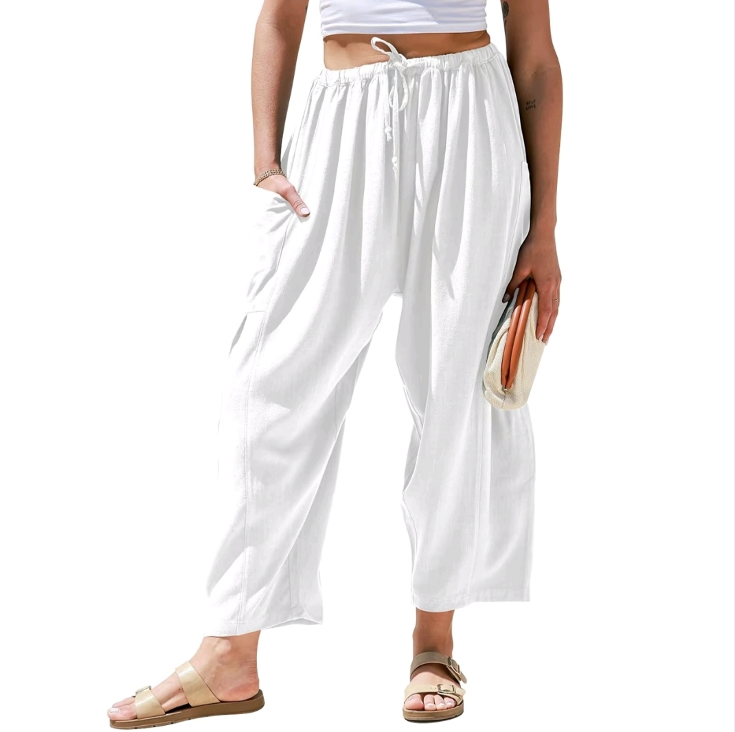 TARSE Women’s Breathable Linen Pants – Wide Leg, Loose Fit, with Pockets – Perfect for Summer, Travel, and Relaxed Looks