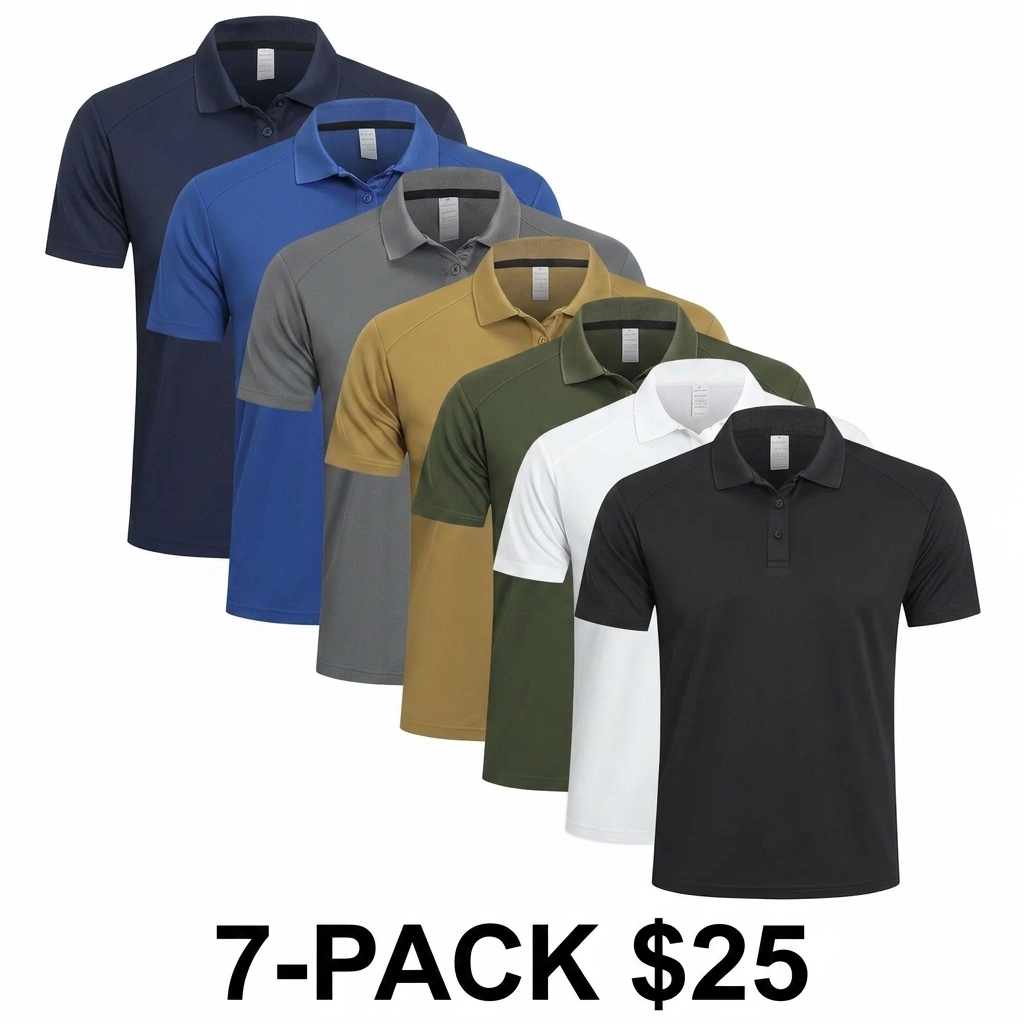 Men's Moisture Wicking Polo Shirt – Breathable Athletic Short Sleeve Collared Top