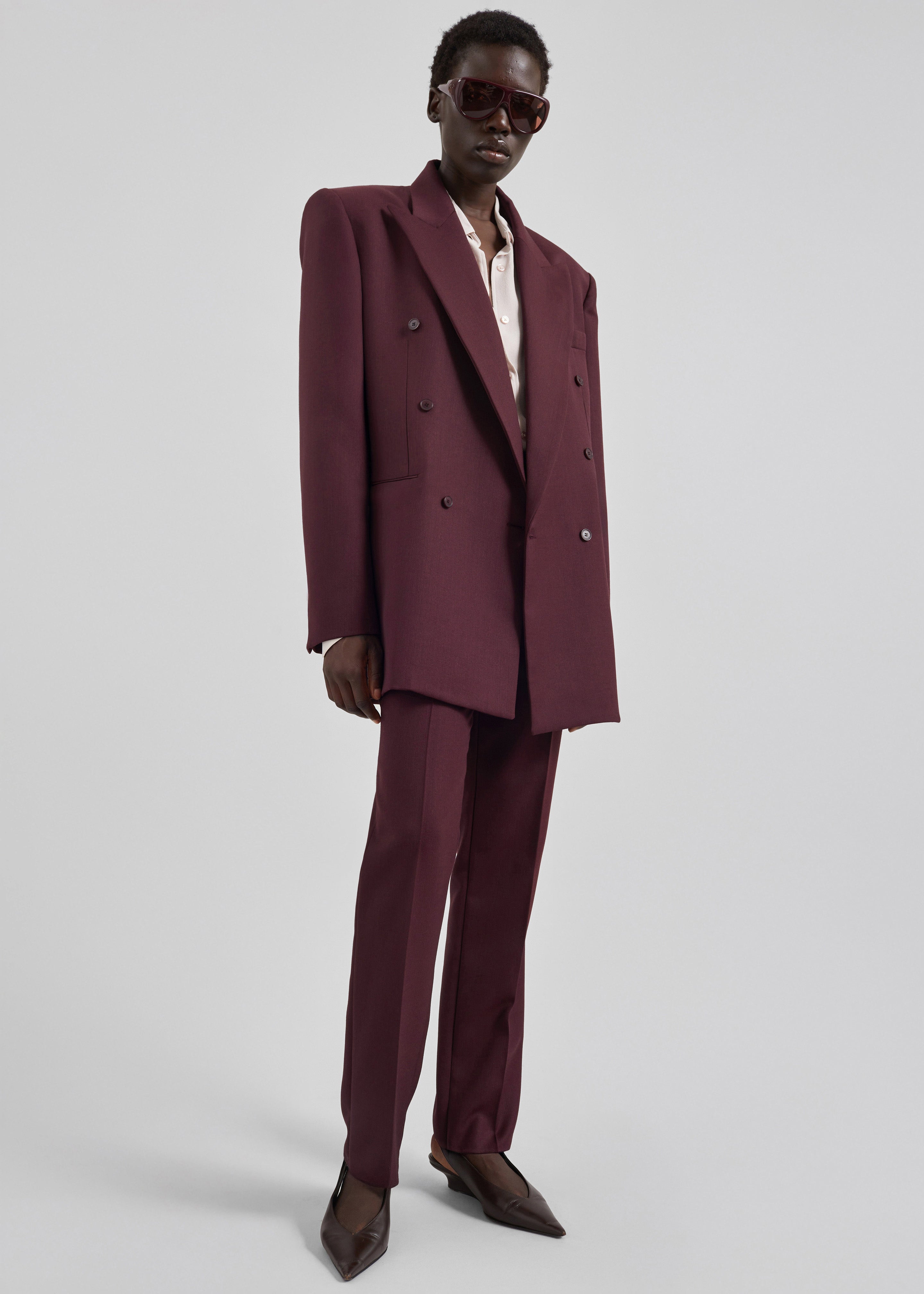 Monterey Structured Wool Blazer - Burgundy