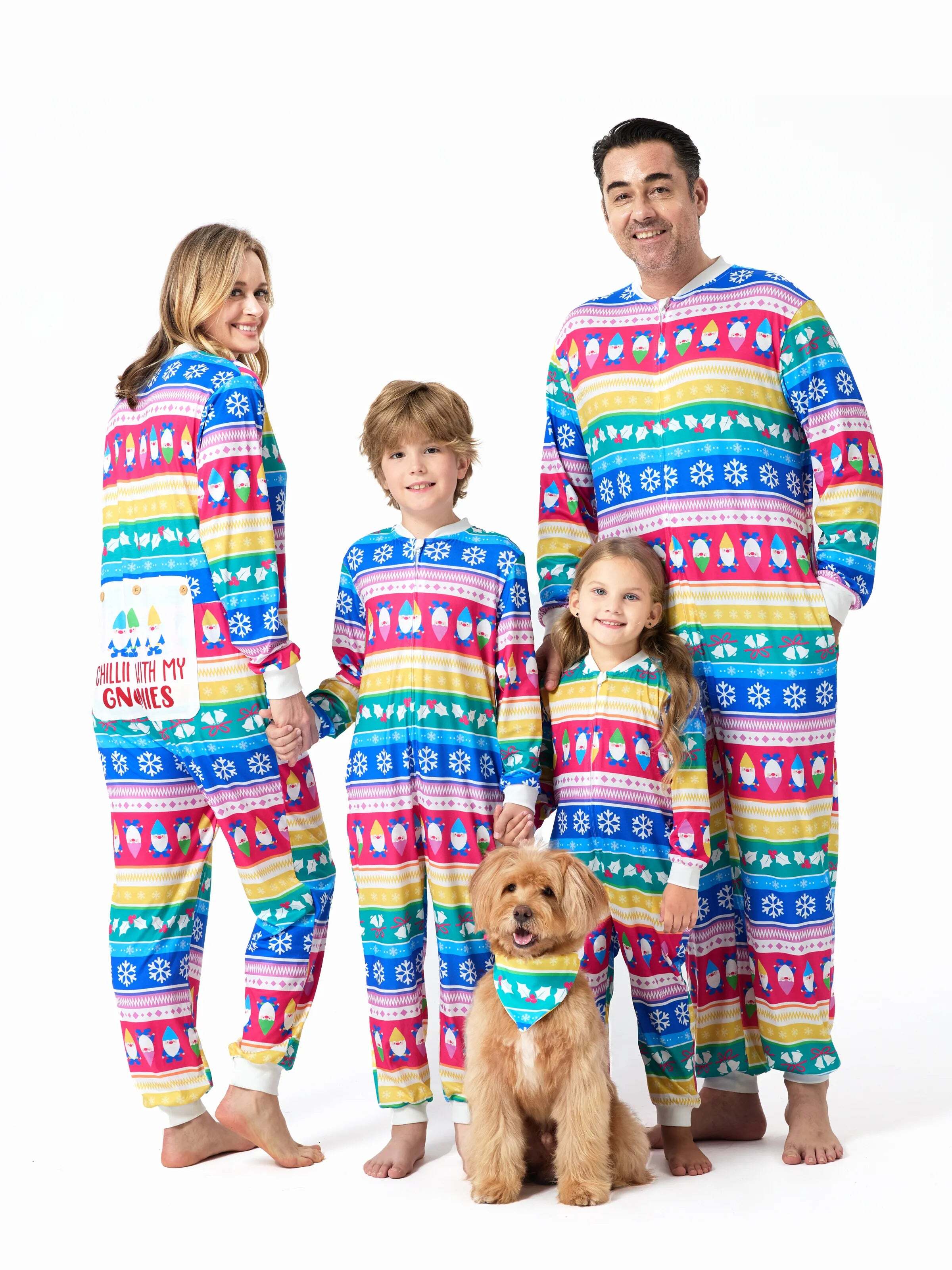 Christmas Matching Family Pajamas Set Christmas Gnome Striped PJS with Christmas Socks Multi-color