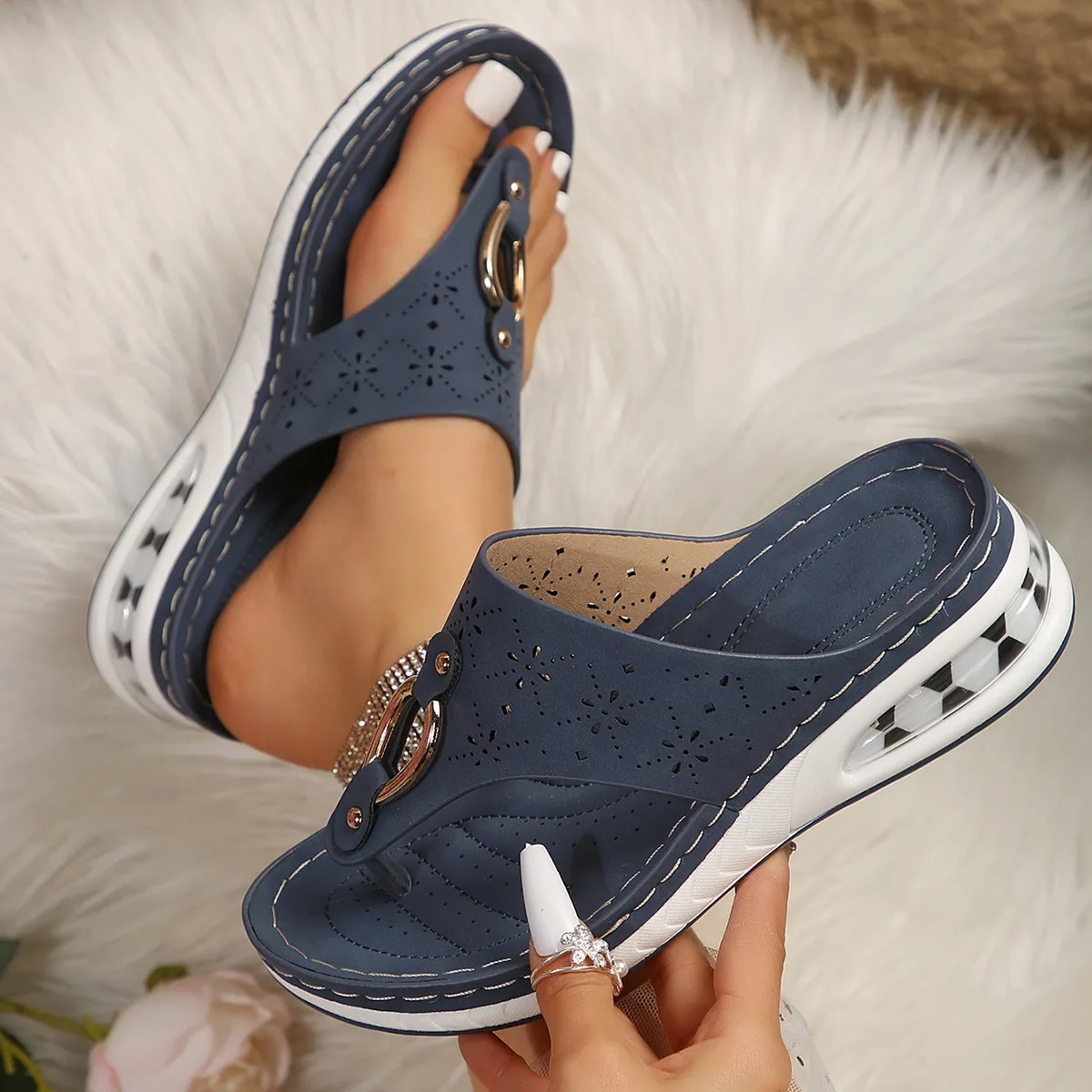 Toe Post Wedge Sandals (multiple color options)