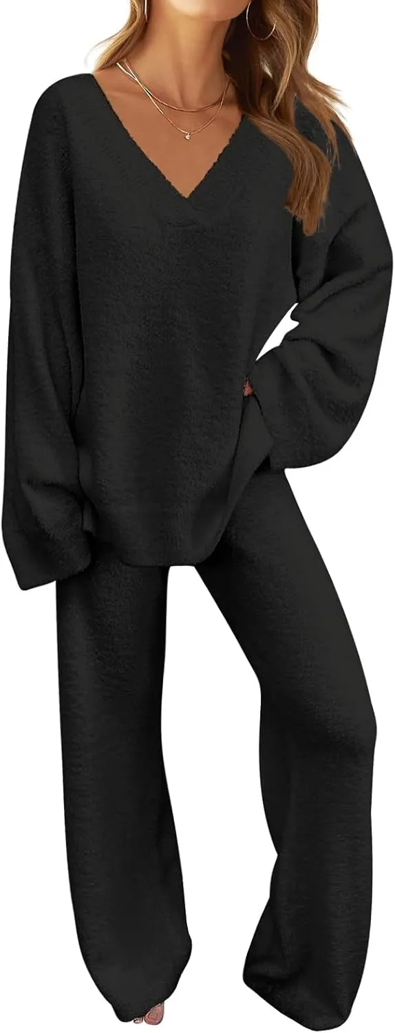 Women's Lounge Sets 2025 Fall Fashion 2 Piece Outfits Sweater Pajama Set