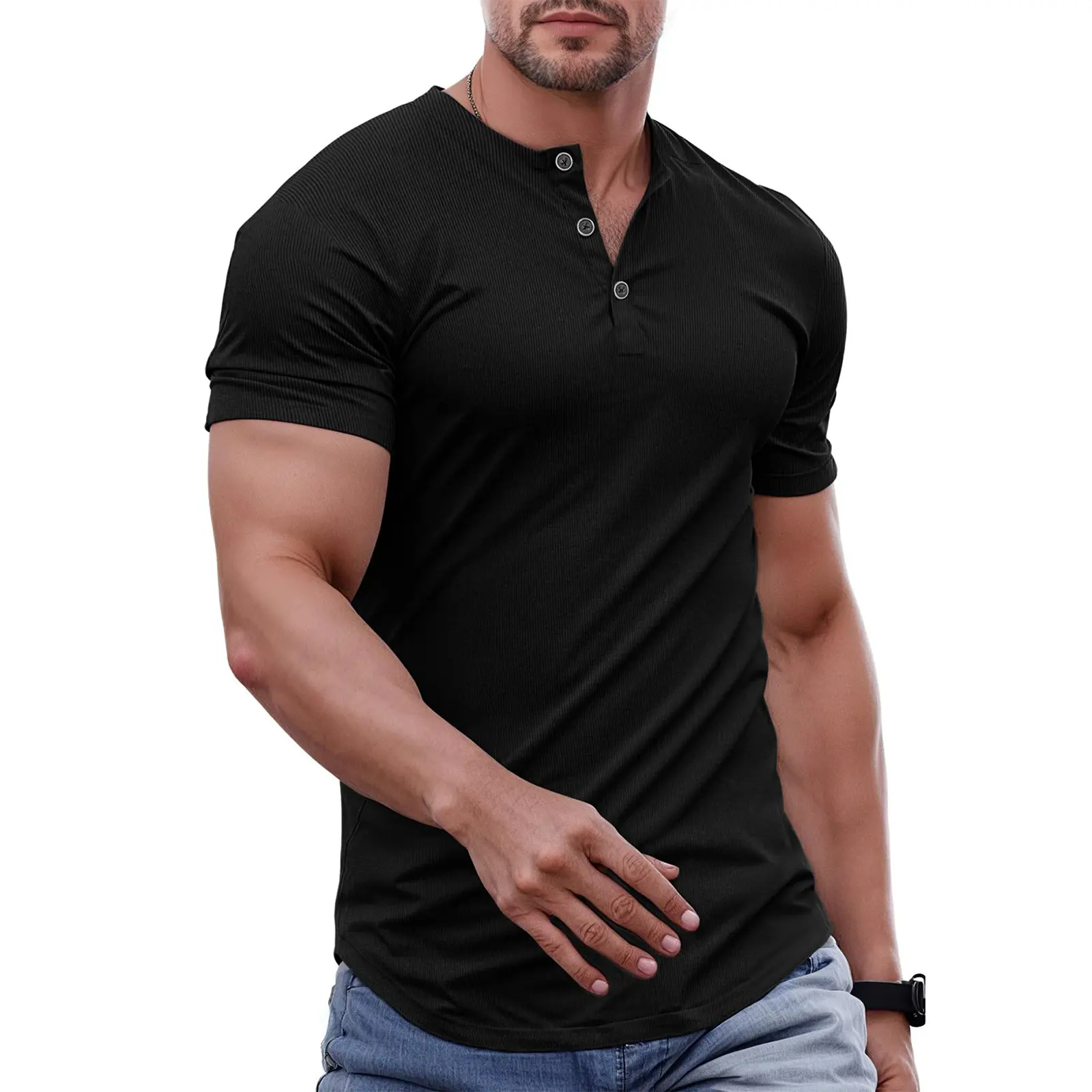 🔥2026 Flash Sale🔥Men's Muscle Slim Fit Button Henley Shirt
