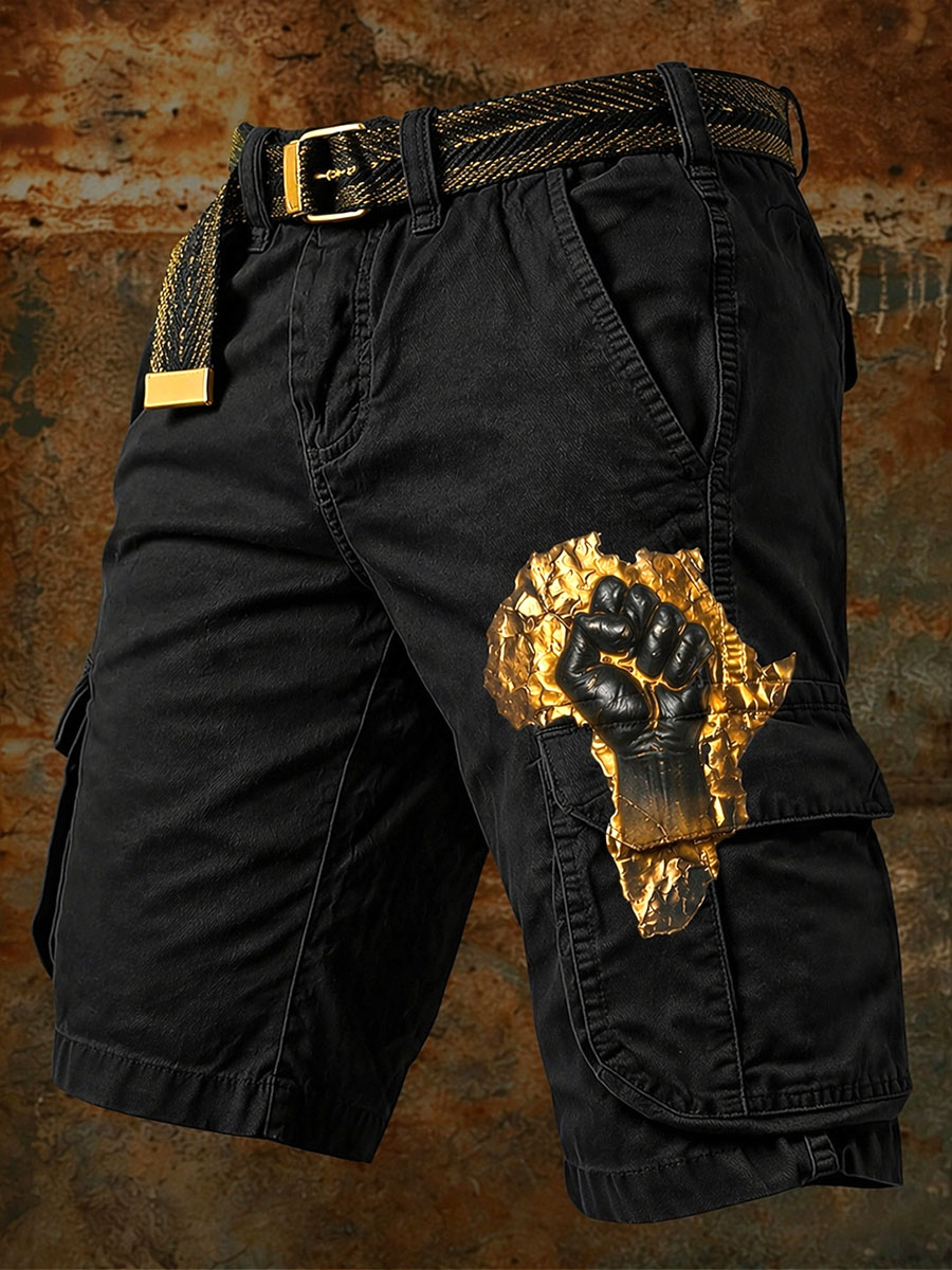 Men’s Black Gold African Power Cargo Shorts